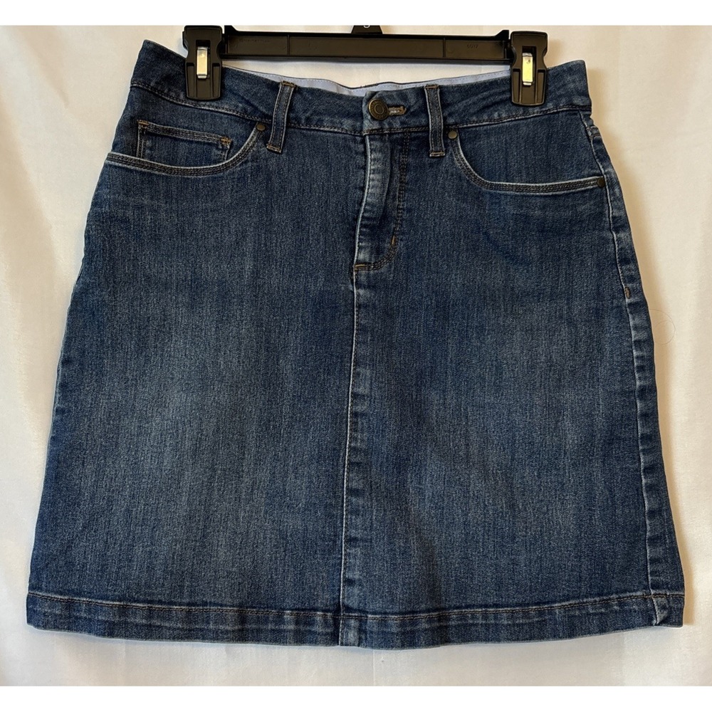 Croft & Barrow Classic Fit Stretch Women's Blue Cotton Blend Denim Skirt Size 4